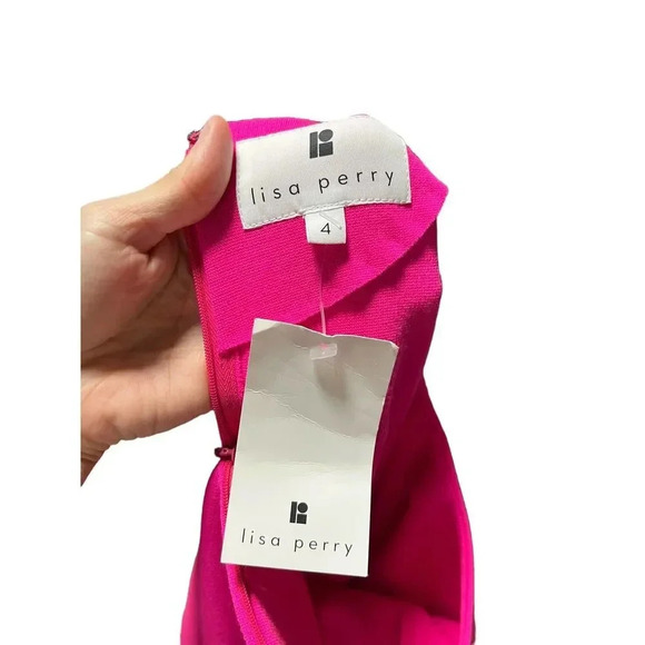 Lisa Perry Wool Hot Pink Dress wool NWT - Picture 3 of 6